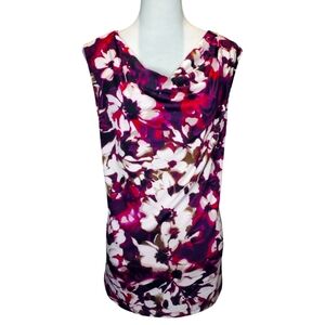 🦋Faded Glory Draped Neckline Sleeveless Flower Print Top